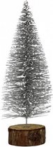 kerstboom 26 cm hout zilver/wit