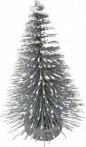 kerstboom 13 cm wit/zilver