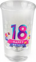 shotglaasjes Happy 18 jaar 30 ml glas 6 stuks
