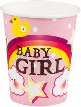 bekers Baby girl meisjes 250 ml papier roze 6 stuks