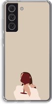 Case Company® - Samsung Galaxy S21 FE hoesje - I drink wine - Soft Cover Telefoonhoesje - Bescherming aan alle Kanten en Schermrand