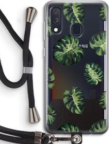 Case Company® - Samsung Galaxy A40 hoesje met Koord - Tropische bladeren - Telefoonhoesje met Zwart Koord - Bescherming aan alle Kanten en Over de Schermrand