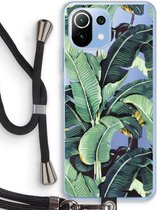 Case Company® - Xiaomi Mi 11 Lite hoesje met Koord - Bananenbladeren - Telefoonhoesje met Zwart Koord - Bescherming aan alle Kanten en Over de Schermrand