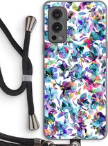 Case Company® - OnePlus Nord 2 5G hoesje met Koord - Hibiscus Flowers - Telefoonhoesje met Zwart Koord - Bescherming aan alle Kanten en Over de Schermrand