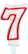 cijferkaars ''7'' 8 cm wax wit/rood