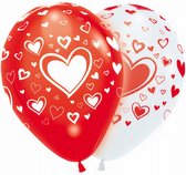ballonnen Lightning Wedding led 23 cm latex rood/wit 4 stuks