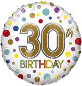 folieballon Eco 30th Birthday 46 cm goud/wit