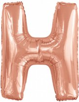 folieballon letter H 97 x 89 cm rosÃ©goud