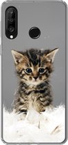 Telefoonhoesje Geschikt voor Huawei P30 Lite hoesje - Kat - Kitten - Veren - Siliconen Telefoonhoesje