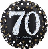 folieballon Sparkling 70th Birthday 71 cm zwart