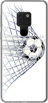 Geschikt voor Huawei P40 Lite hoesje - Een illustratie van een voetbal die het doel in gaat - Jongetjes - Meisjes - Kids - Siliconen Telefoonhoesje