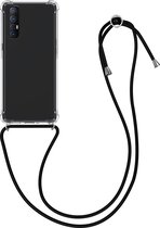 kwmobile telefoonhoesje geschikt voor Oppo Find X2 Neo - Hoesje met telefoonkoord - Back cover in transparant / zwart