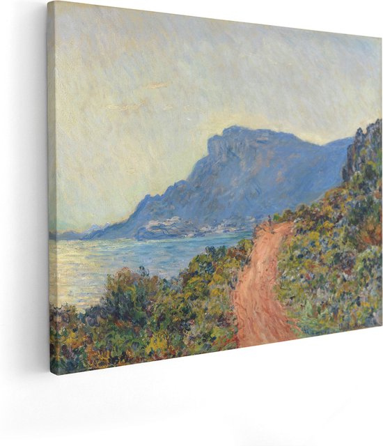 Artaza Canvas Schilderij La Corniche bij Monaco - Claude Monet - 100x80 - Groot - Kunst - Wanddecoratie Woonkamer