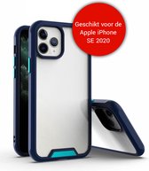 iPhone SE 2022 Bumper Case Hoesje - Apple iPhone SE 2022 - Transparant / Blauw