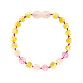 Barnsteen armband baby/peuter lemon, rose quartz, pink jade