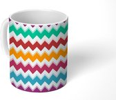 Mok - Koffiemok - Design - Zigzag - Lijnen - Regenboog - Mokken - 350 ML - Beker - Koffiemokken - Theemok