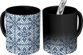 Magische Mok - Foto op Warmte Mokken - Koffiemok - Patronen - Mandala - Blauw - Magic Mok - Beker - 350 ML - Theemok