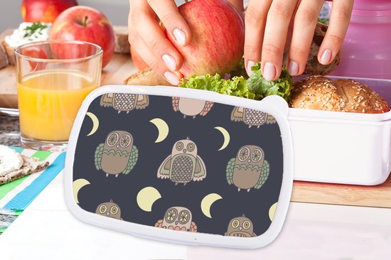 Boîte à pain Wit - Boîte à lunch - Boîte à lunch - Hibou - Motifs - Lune - 18x12x6 cm - Adultes - Cadeau Sinterklaas - Cadeaux pour enfants - Cadeaux chaussures Sinterklaas
