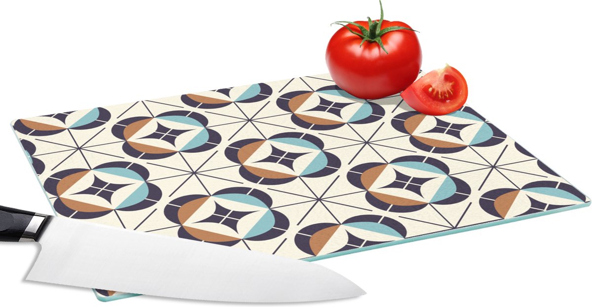 Glazen Snijplank - 28x20 - Retro - Design - Geometrie - Snijplanken Glas