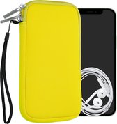 kwmobile Tasje voor smartphones L - 6,5" - Insteekhoesje van neopreen in neon geel - Maat: 16,5 x 8,9 cm