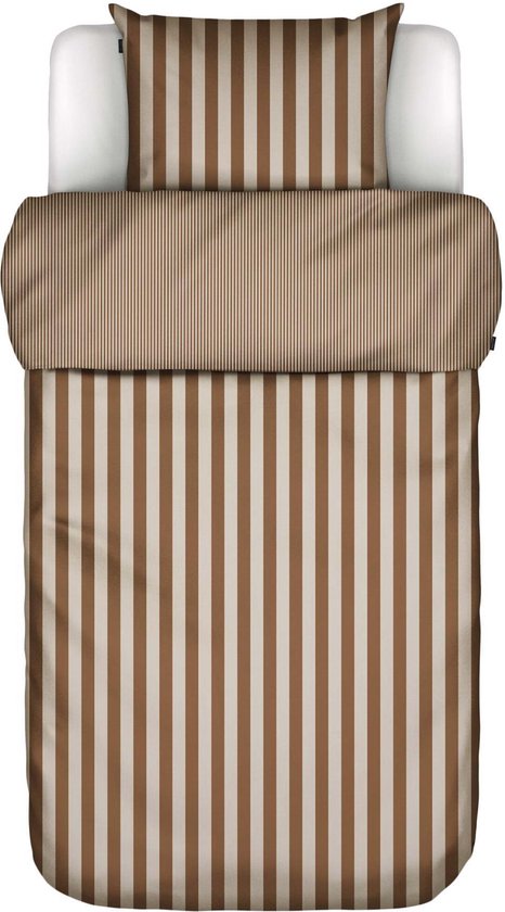 MARC O'POLO Classic Stripe Dekbedovertrek Toffee Brown - Eenpersoons – 140x200/220 cm