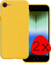 Hoes Geschikt voor iPhone SE 2022 Hoesje Siliconen Back Cover Case - Hoesje Geschikt voor iPhone SE (2022) Hoes Cover Hoesje - Geel - 2 Stuks