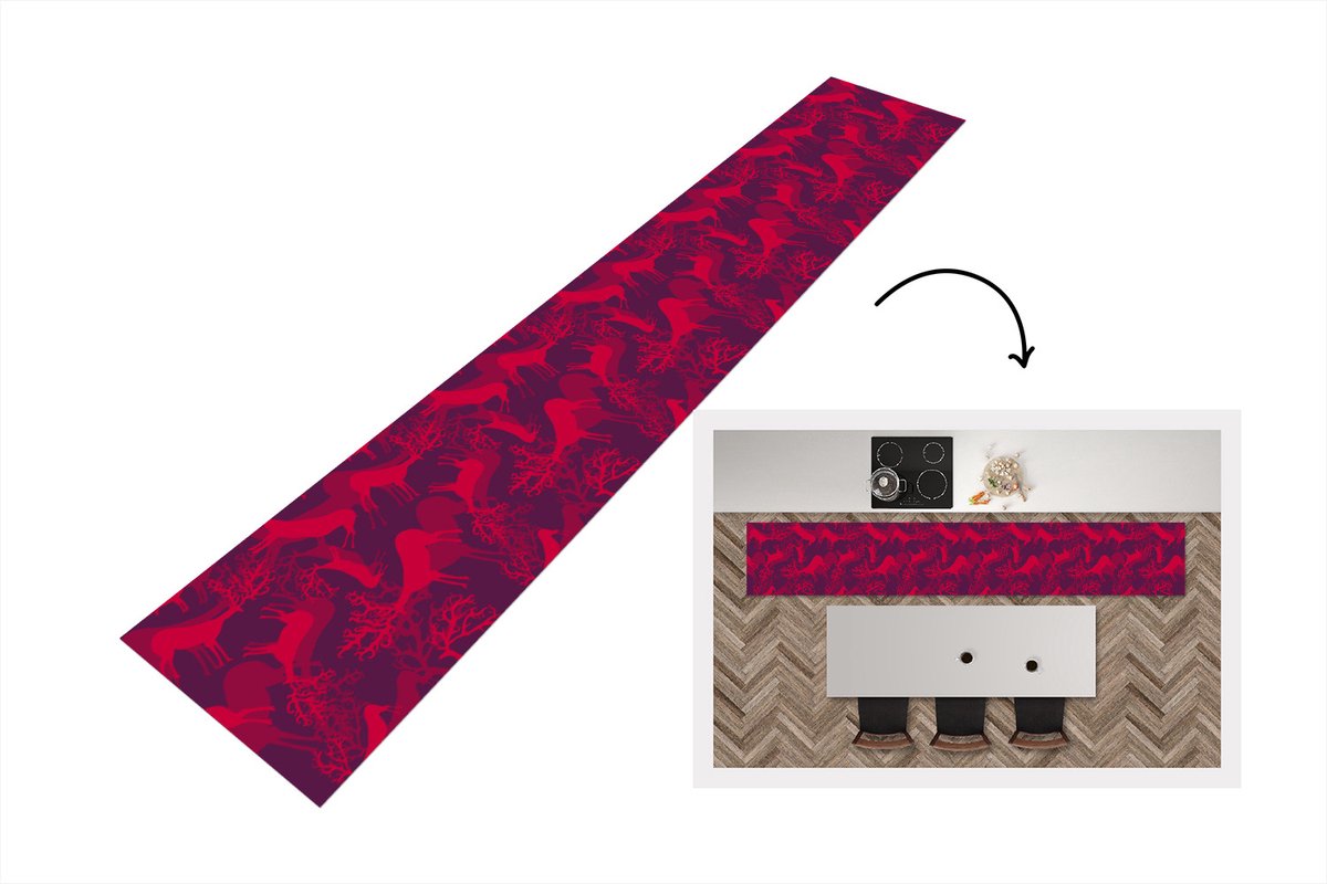 KitchenYeah Keukenloper - Keukenmat - Hert - Patroon - Kleuren - Keuken vloerkleed Multicolor