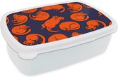 Broodtrommel Wit - Lunchbox - Brooddoos - Slapen - Kat - Patronen - 18x12x6 cm - Volwassenen