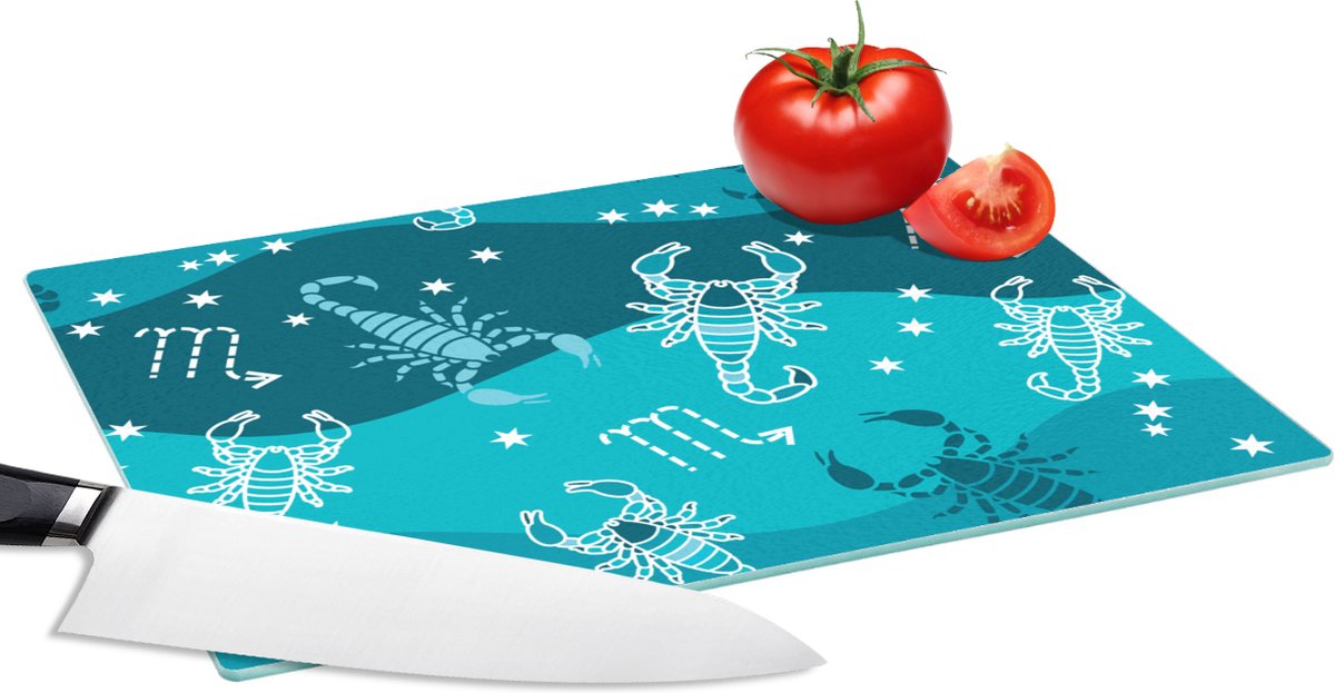 Glazen Snijplank - 28x20 - Schorpioen - Zodiac - Patroon - Snijplanken Glas