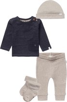 Noppies - kledingset - 5delig - broek Naura Taupe - shirt Strood Charcoal - Muts - sokjes - Maat 62