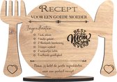 Recept moeder - houten wenskaart - kaart van hout om mama te bedanken - Moederdag - 17.5 x 25 cm