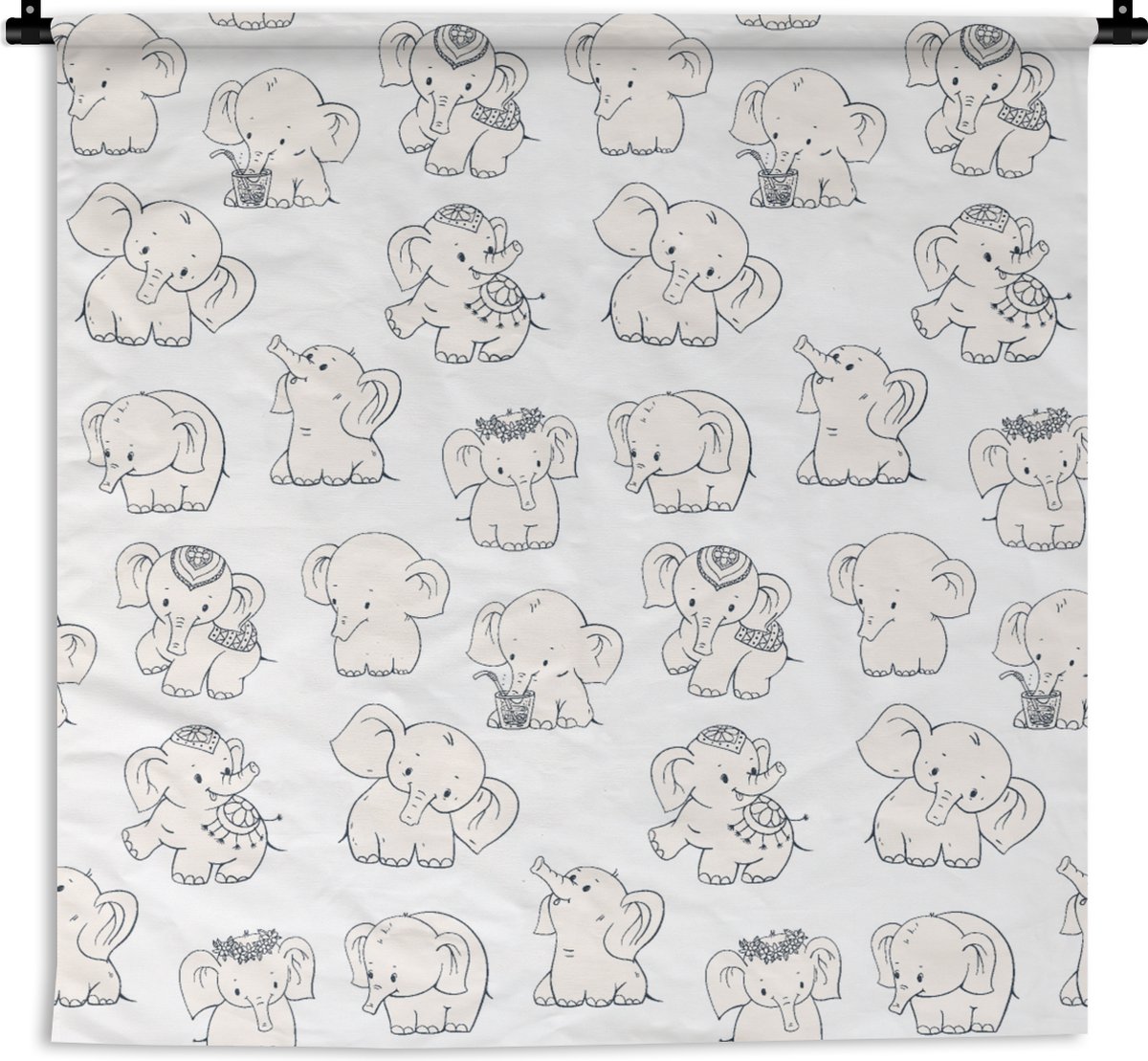 Wandkleed - Wanddoek - Olifant - Patroon - Baby - 60x60 cm - Wandtapijt