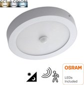 OSRAM LED Ceiling Lamp Downlight Opbouw LED Plafondlamp -Met Bewegingssensor-Ronde -Wit-Flikkervrij -Waterditch IP44 -20W -CCT 3IN1(3000K-4000K-6000K)