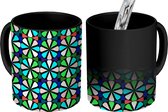 Magische Mok - Foto op Warmte Mokken - Koffiemok - Bloemen - Neon - Design - Geometrie - Magic Mok - Beker - 350 ML - Theemok