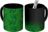 Magische Mok - Foto op Warmte Mokken - Koffiemok - Patronen - Groen - Hert - Magic Mok - Beker - 350 ML - Theemok