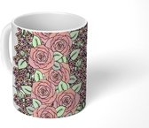 Mok - Koffiemok - Rozen - Bloemen - Patronen - Pastel - Mokken - 350 ML - Beker - Koffiemokken - Theemok