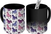 Magische Mok - Foto op Warmte Mokken - Koffiemok - Cartoon - Patronen - Unicorn - Magic Mok - Beker - 350 ML - Theemok