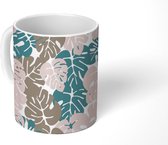 Mok - Koffiemok - Monstera - Jungle - Patronen - Pastel - Bladeren - Mokken - 350 ML - Beker - Koffiemokken - Theemok