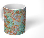 Mok - Koffiemok - Bladen - Herfst - Patroon - Mokken - 350 ML - Beker - Koffiemokken - Theemok