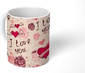 Mok - Koffiemok - Vintage - Love you - Romantisch - Mokken - 350 ML - Beker - Koffiemokken - Theemok