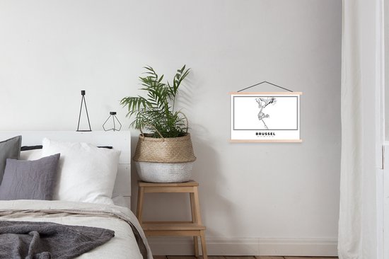 Porte-affiche avec affiche - Affiche scolaire - België - Bruxelles - Plan de la ville - Carte - Wit - Plan d'étage - 60x40 cm - lattes vierges