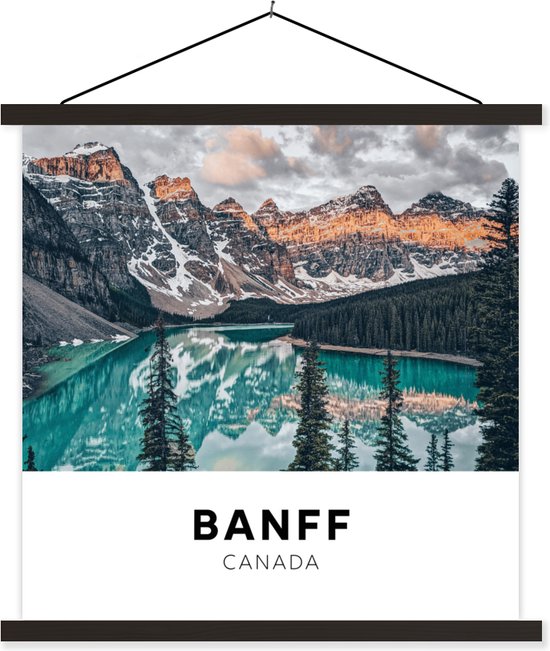 Porte-affiche avec affiche - Affiche scolaire - Canada - Nature - Montagnes - 90x90 cm - Lattes noires