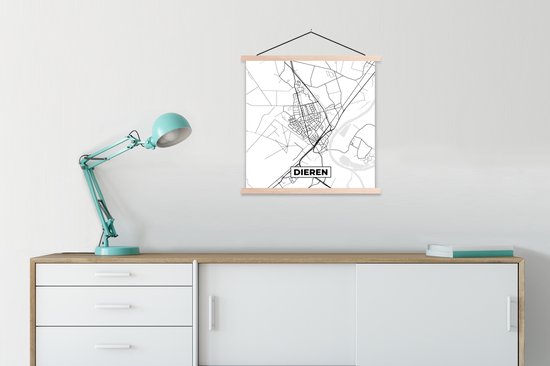 Porte-affiche avec affiche - Affiche scolaire - Animaux - Plan de la ville - Carte - Nederland - Carte - Wit - 90x90 cm - Lattes blanches