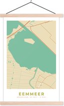 Posterhanger incl. Poster 40x60 cm - Schoolplaat - Vintage - Eemmeer - Kaart - Plattegrond - Stadskaart - Textielposter - Blanke latten - Plattegrond