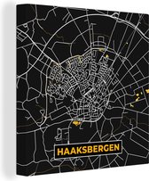 Canvas Schilderij Haaksbergen - Black and Gold - Stadskaart - Kaart - Plattegrond - 90x90 cm - Wanddecoratie