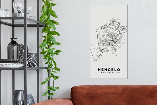 Tableau sur Toile Plan de la Ville – Wit - Carte – Hengelo – Nederland – Carte - 40x80 cm - Décoration murale