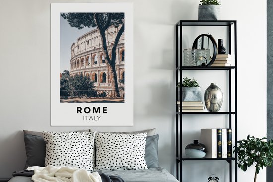 Toile Peinture Rome - Italie - Colisée - 80x120 cm - Décoration murale