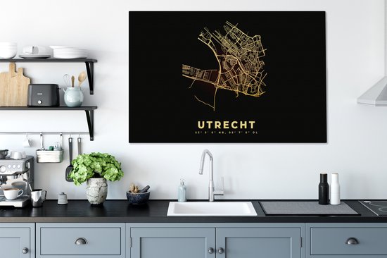 Peinture sur toile Carte de la ville - Utrecht - Carte - Carte - Nederland - 140x90 cm - Décoration murale