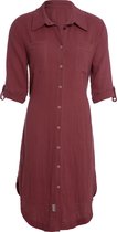 Knit Factory Kim Dames Blousejurk - Lange blouse dames - Blouse jurk rood - Zomerjurk - Overhemd jurk - M - Stone Red - 100% Biologisch katoen - Knielengte