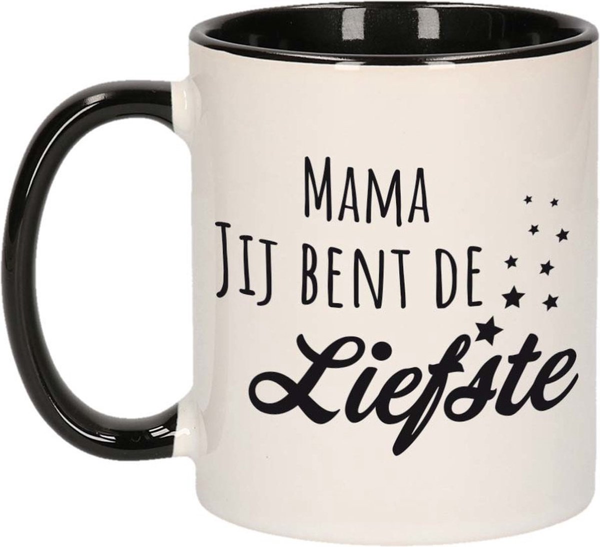 Mama jij bent de liefste mok / beker wit met zwart - cadeau Moederdag / verjaardag